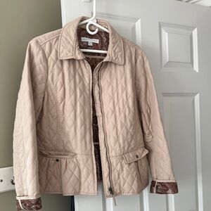 New York & Company Cream Quilted Puffer Jacket
